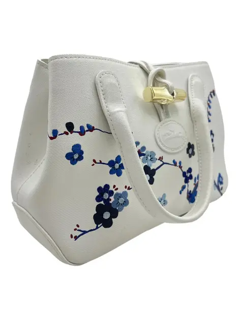 Bolsa Tiracolo Longchamp Roseau Borbada Branca