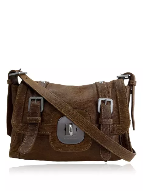 Bolsa Tiracolo Longchamp Texturizada Marrom