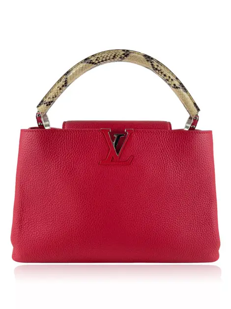 Bolsa Tiracolo Louis Vuitton Capucines Taurillon Snakeskin MM Rubi