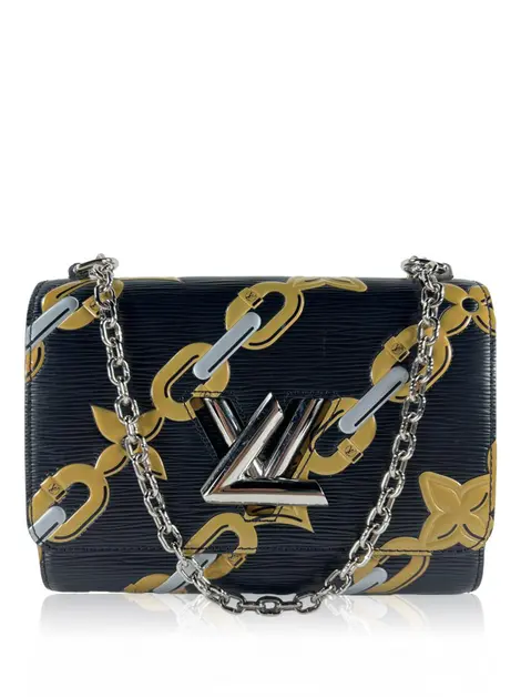 Bolsa Tiracolo Louis Vuitton Twist Chain Flower Epi Preto