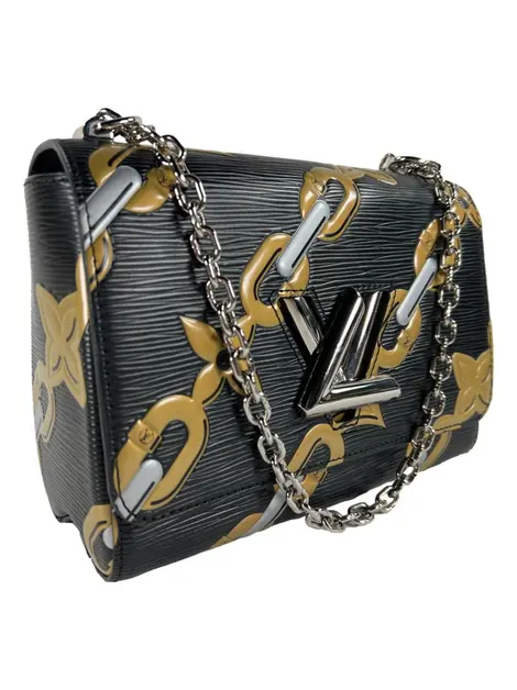 Bolsa Tiracolo Louis Vuitton Twist Chain Flower Epi Preto