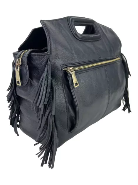 Bolsa Tiracolo Maje Couro Preta