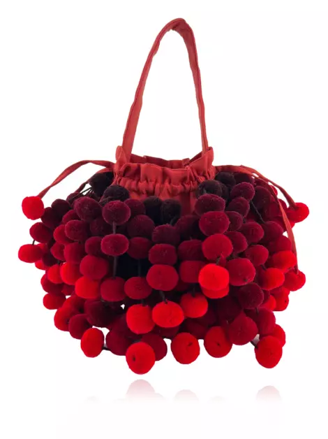 Bolsa Tiracolo Nannacay Pompom Vermelha