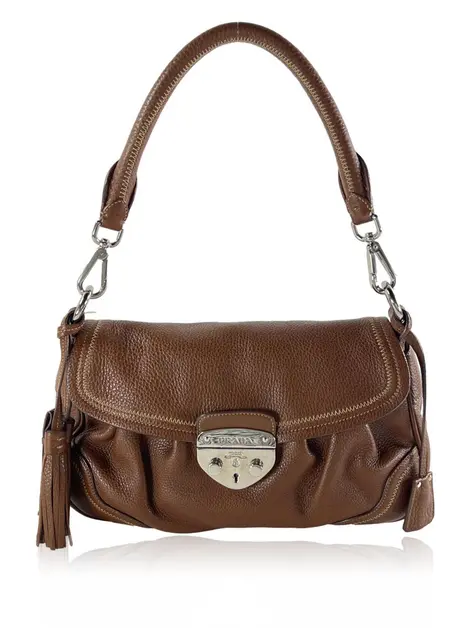 Bolsa Tiracolo Prada Couro Marrom