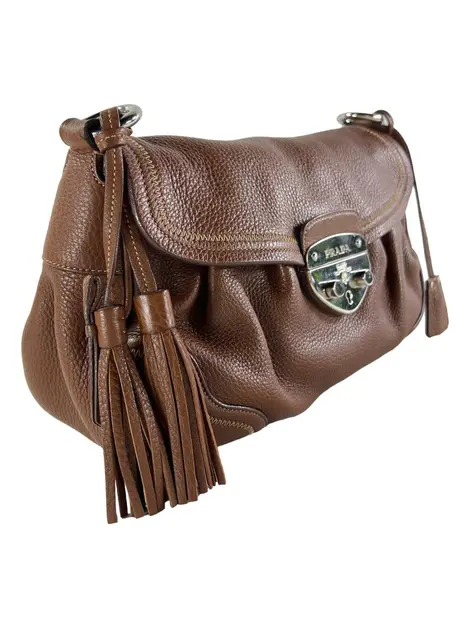 Bolsa Tiracolo Prada Couro Marrom