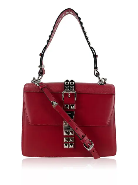 Bolsa Tiracolo Prada Elektra Studs Vermelha