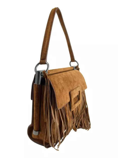 Bolsa Tiracolo Roger Vivier Miss Viv Fringe Suede Marrom