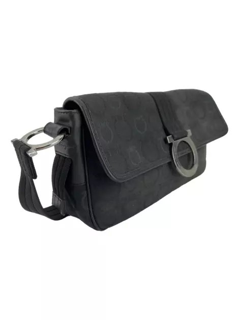 Bolsa Tiracolo Salvatore Ferragamo Gancini Flap Preto