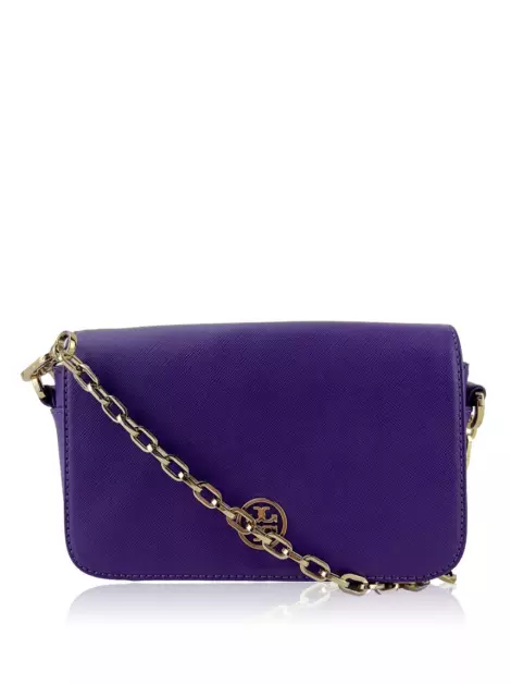 Bolsa Tiracolo Tory Burch Mini Robinson Chain Roxo