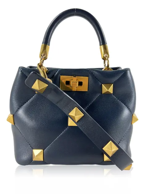 Bolsa Tiracolo Valentino Roman Stud The Handle Azul