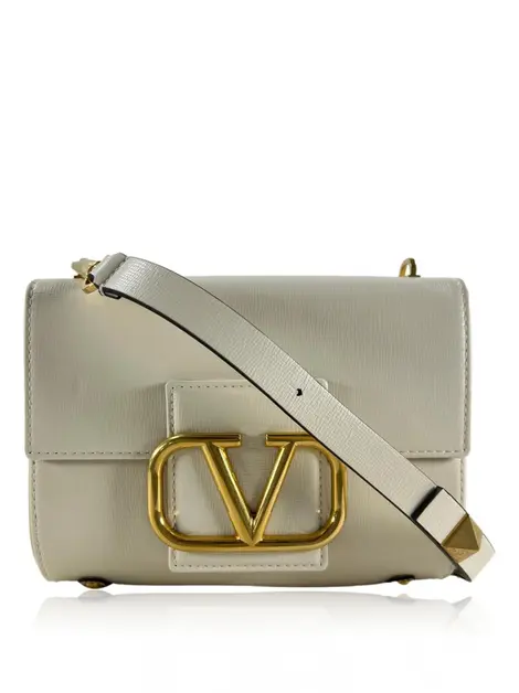 Bolsa Tiracolo Valentino Stud Sign Shoulder Bag Couro Off-White