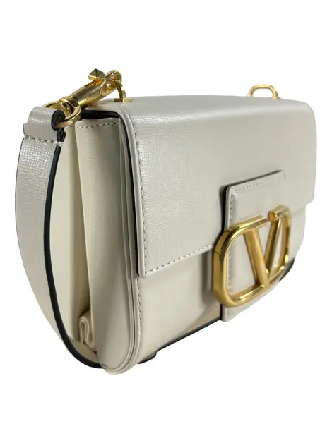 Bolsa Tiracolo Valentino Stud Sign Shoulder Bag Couro Off-White