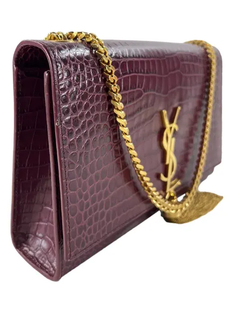 Bolsa Tiracolo Yves Saint Laurent Kate Tassel Embossed Vinho