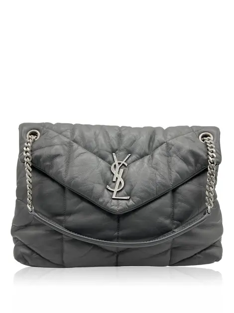 Bolsa Tiracolo Yves Saint Laurent Loulou Puffer Cinza