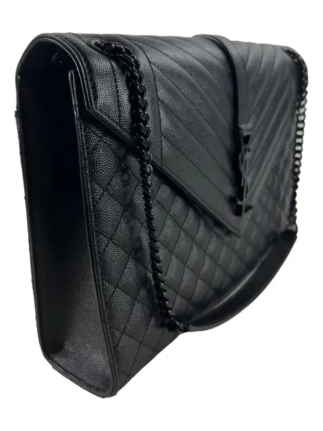 Bolsa Tiracolo Yves Saint Laurent Triquilt Monograma Mixed Matelasse Preta