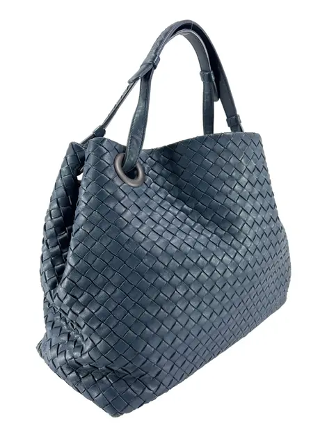 Bolsa Tote Bottega Veneta Bella Intrecciato Azul