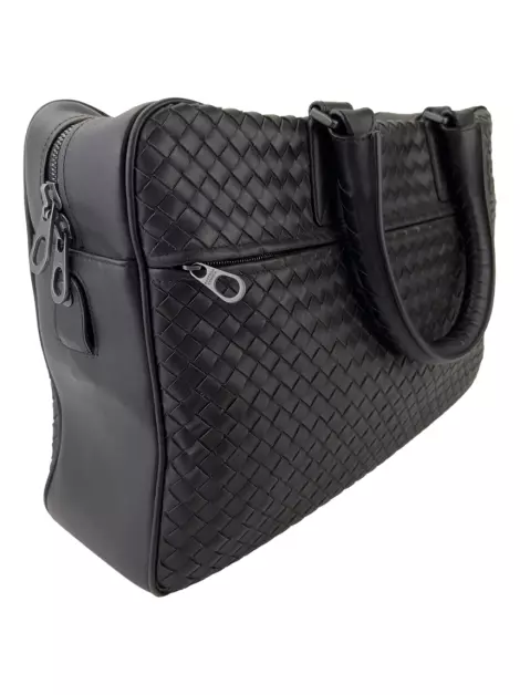 Bolsa Tote Bottega Veneta Pasta Laptop Intrecciato Marrom