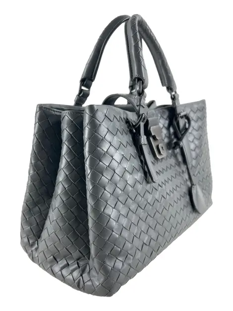 Bolsa Tote Bottega Veneta Roma Intrecciato Cinza