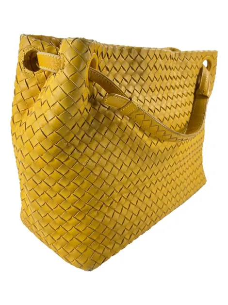 Bolsa Tote Bottega Veneta Seamless Intrecciato Woven Amarelo