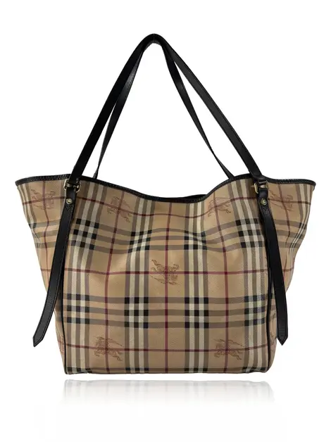Bolsa Tote Burberry Canterbury Haymarket Marrom