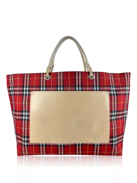 Bolsa Tote Burberry Nova Check Nylon Vermelha