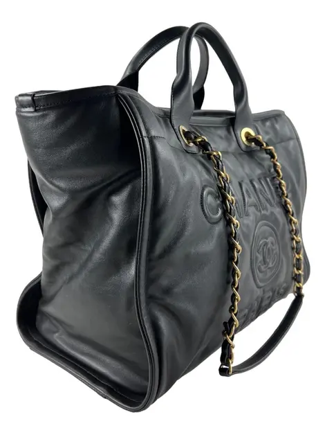Bolsa Tote Chanel Deauville Embossed Preto