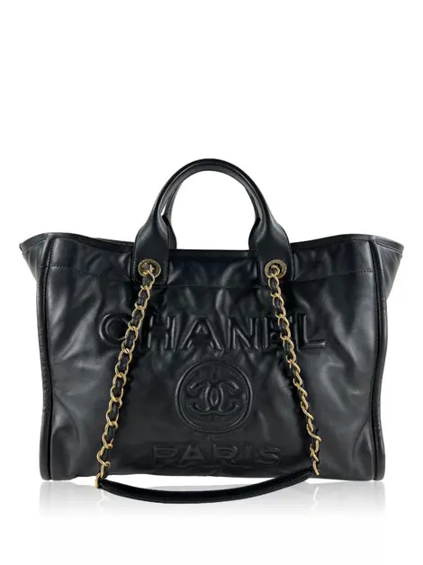 Bolsa Tote Chanel Deauville Embossed Preto