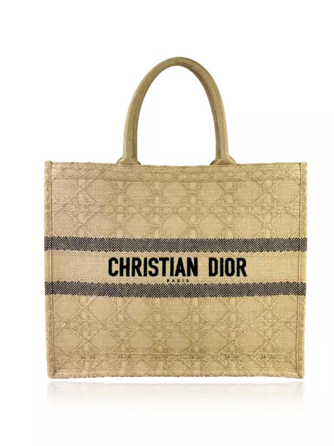 Bolsa Tote Christian Dior Book Cannage Raffia Bege