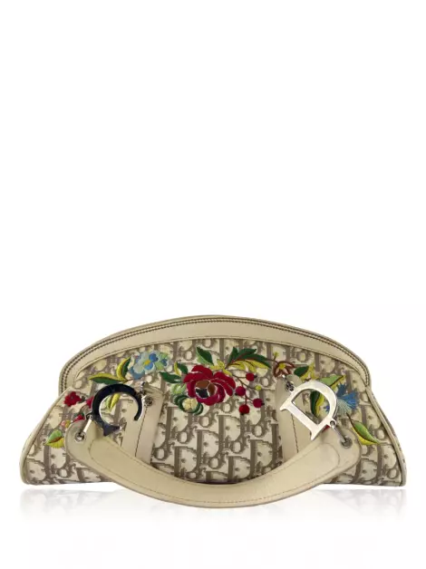 Bolsa Tote Christian Dior Flores Bege