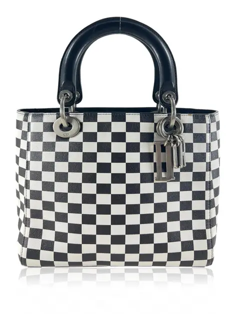 Bolsa Tote Christian Dior Lady Dior Checkered Bicolor