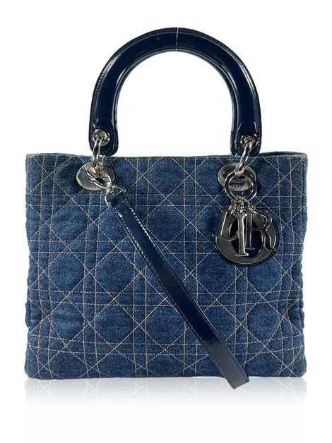Bolsa Tote Christian Dior Lady Dior Denim Vintage