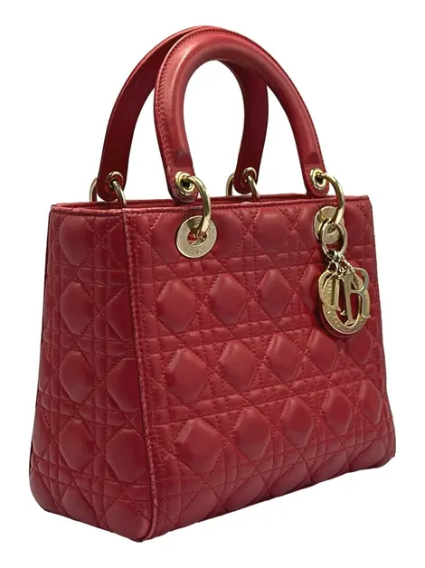 Bolsa Tote Christian Dior Lady Dior Lambskin Vermelho