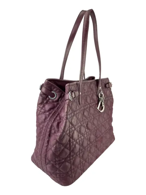 Bolsa Tote Christian Dior Panarea Cannage Quilted Vinho