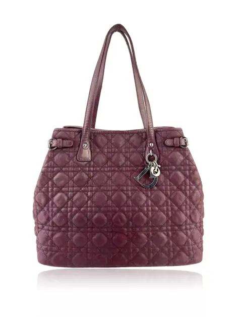 Bolsa Tote Christian Dior Panarea Cannage Quilted Vinho