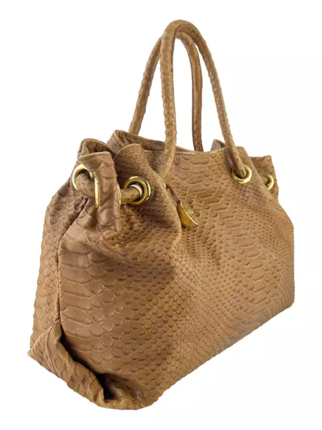Bolsa Tote Furla Carmen Python Marrom