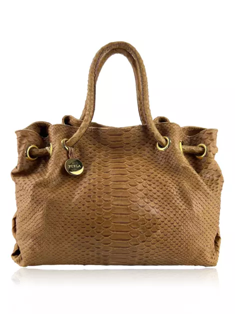 Bolsa Tote Furla Carmen Python Marrom
