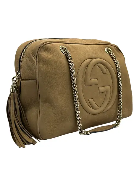 Bolsa Tote Gucci Soho Chain Bowler Bege