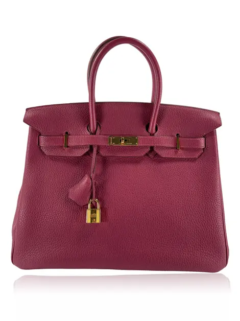 Bolsa Tote Hermès Birkin Clemence 35 Rouge