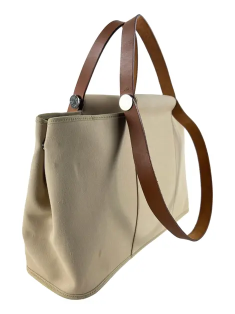 Bolsa Tote Hermès Cabag Elan Canvas Bege