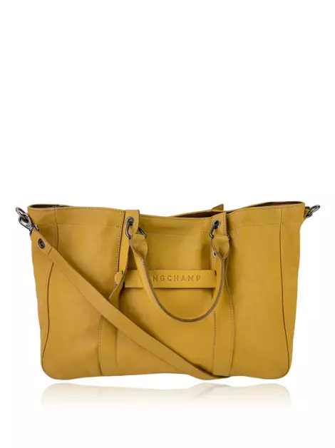 Bolsa Tote Longchamp 3D Couro Mostarda