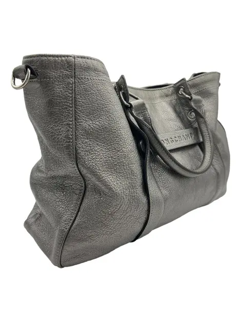 Bolsa Tote Longchamp 3D M Cinza Metalizada