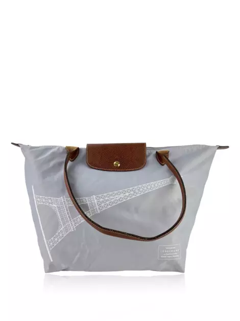 Bolsa Tote Longchamp Paris Le Pliage Shopping Cinza