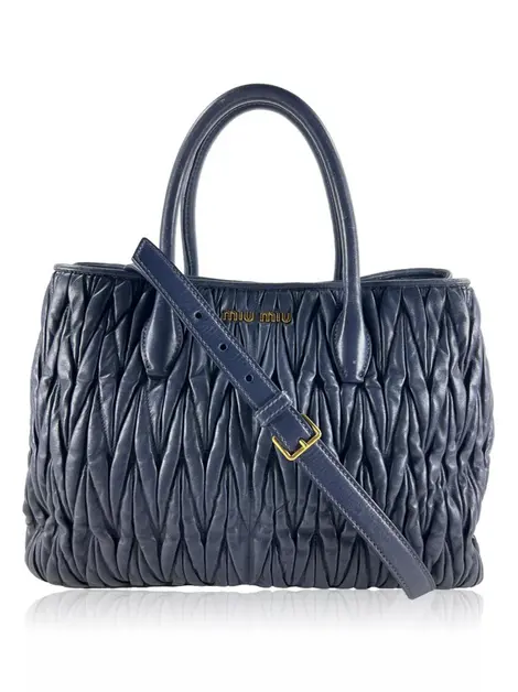 Bolsa Tote Miu Miu Matelassê Azul