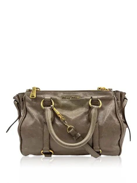 Bolsa Tote Miu Miu Vitello Shine Giunco