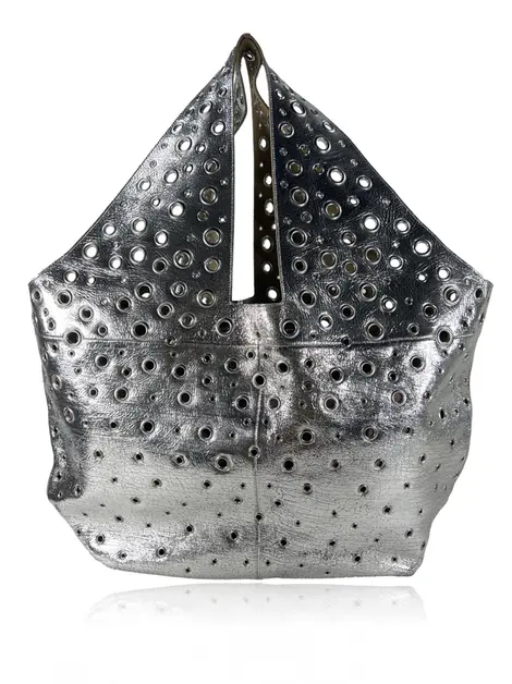 Bolsa Tote Paco Rabanne Grommet Eyelet Prateada