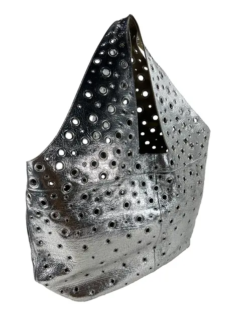 Bolsa Tote Paco Rabanne Grommet Eyelet Prateada