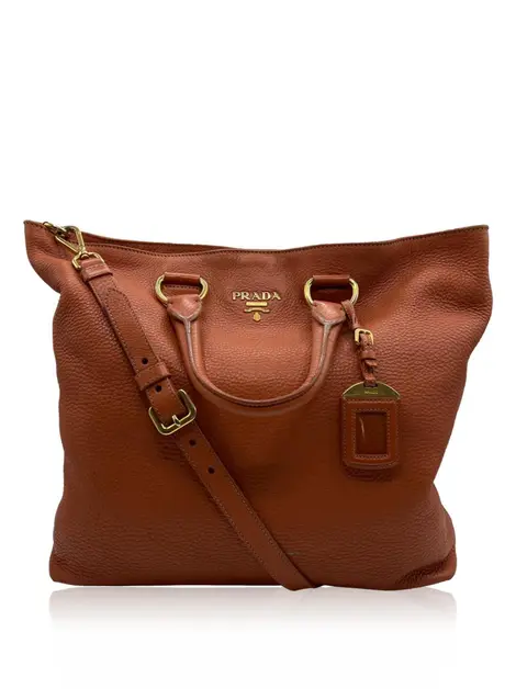 Bolsa Tote Prada Vitello Daino Shopping Laranja