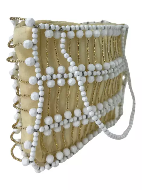 Bolsa Tote Swarovski Pedrarias Bege Vintage