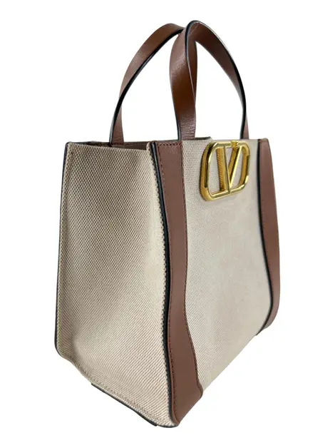 Bolsa Tote Valentino VLogo Canvas Marrom