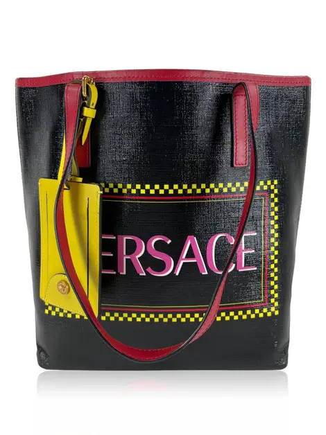 Bolsa Tote Versace Vintage 90's Logo Preta